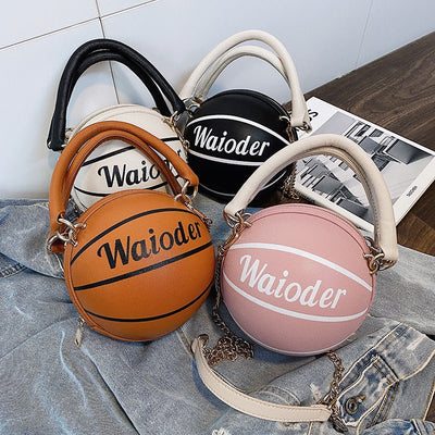 Basketball Shape Handbags and Purses for Women Chain Shoulder Crossbody Bag Girls Ladies HandBags - FELICITAN STORE